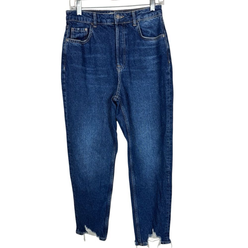 Zara boyfriend jeans sz 6 shark bite him dark wash high waisted